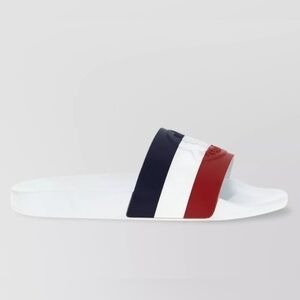 NWT Moncler Red, White & Navy Logo Slide - Size 9